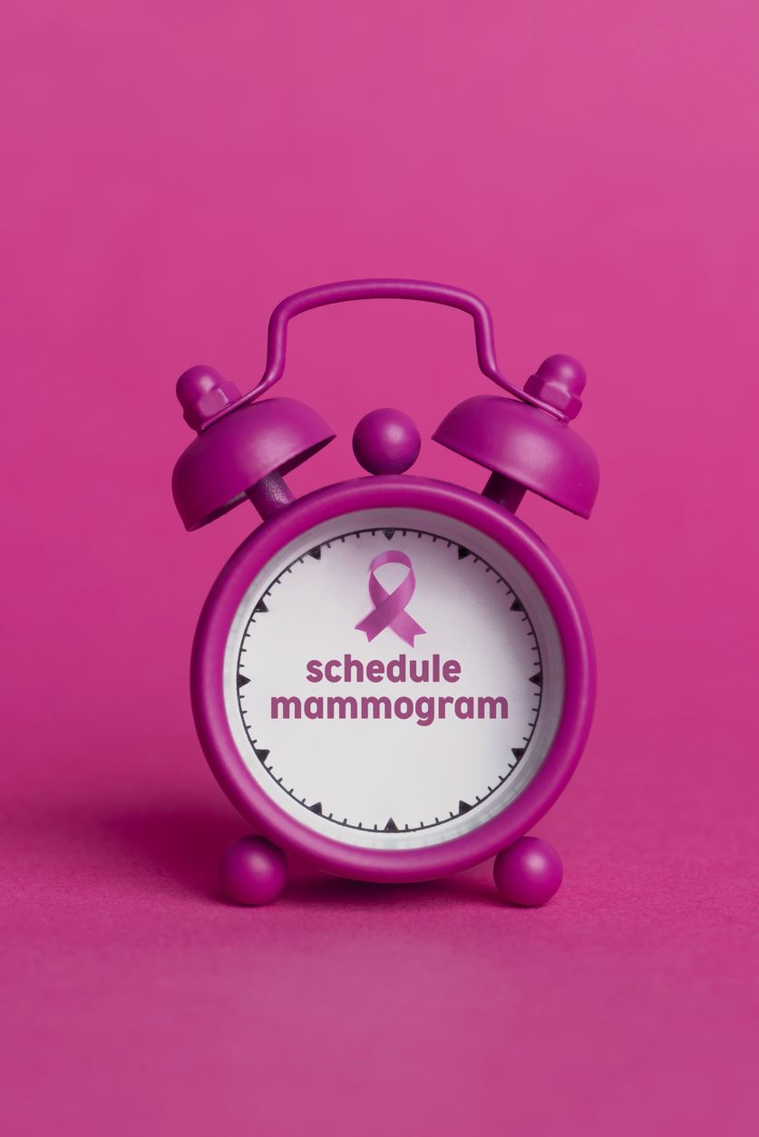 pink clock - schedule a mammogram